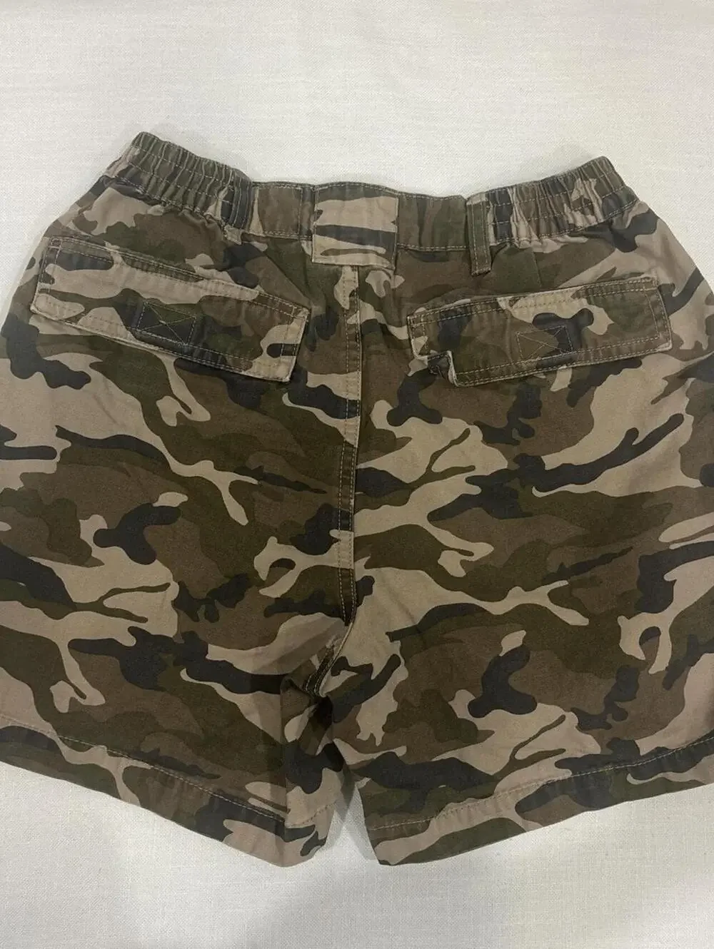 camo cargo shorts with elastic waistband
